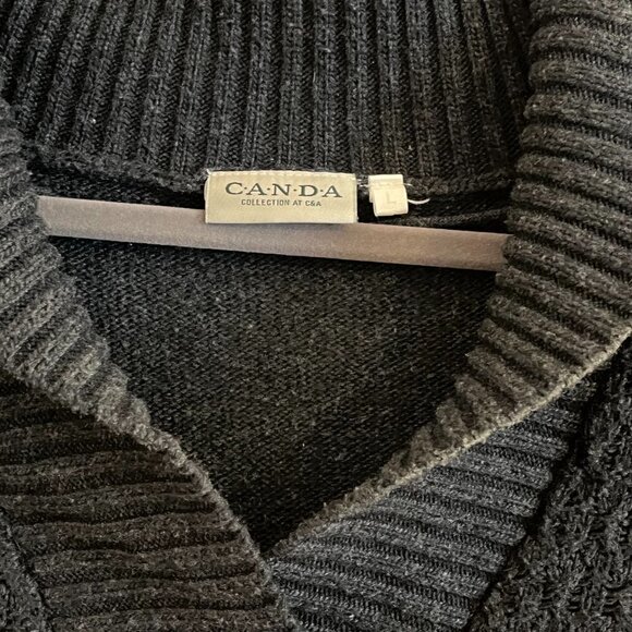 CANDA shawl collar sweater charcoal large - Picture 2 of 7